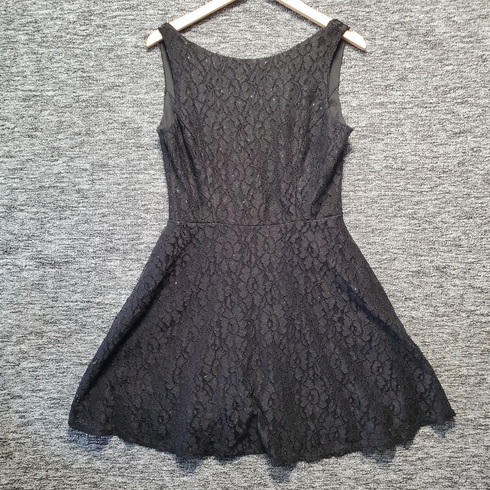 Speechless Lace Fit and Flare Dress Juniors 11 Black Sparkle Sleeveless Skater